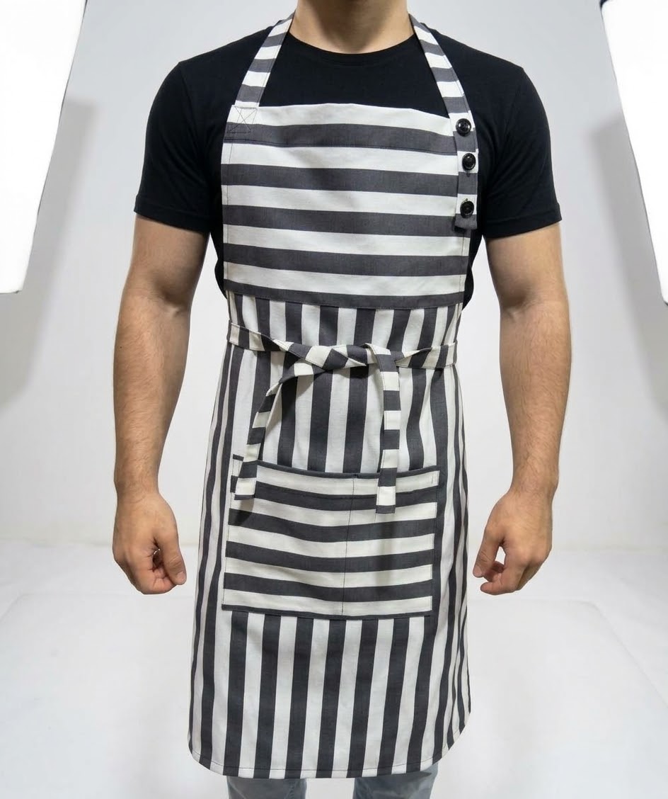 Delantal de cocina a rayas – detalle